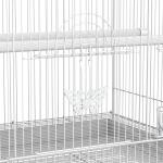 Gaiola para pássaros 60x41x41cm Aviário com 2 poleiros e 3 portas para pássaros pequenos Canários Papagaios de metal branco