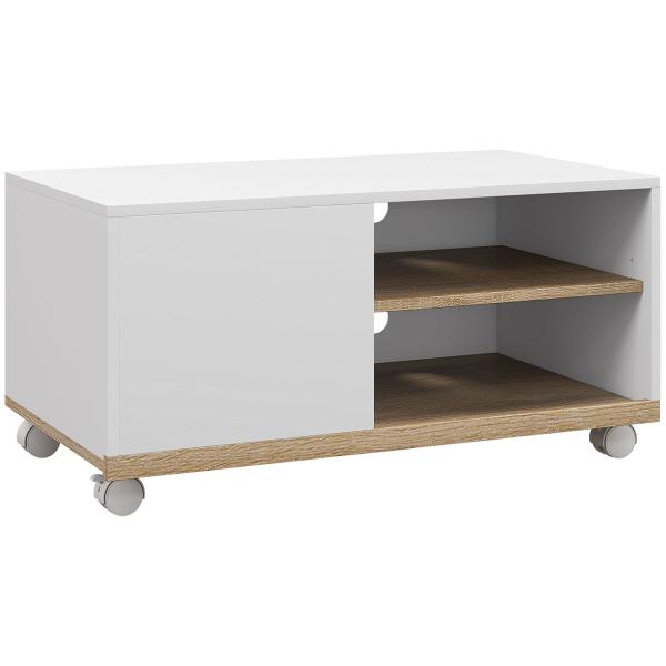 Móvel de TV Mesa de Sala de Estar Moderna de TV de 42 Polegadas com 4 Rodas 80x45x39,5 cm Branco