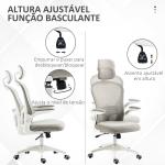 Cadeira de Escritório Basculante com Encosto Alto Apoio para a Cabeça Ajustável e Suporte Lombar 62x64x112 - 120 cm Cinza
