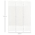 Biombo Separador de Ambientes de 3 Painéis 120x170 cm Divisória de Ambientes Dobrável com Corda de Papel e Estrutura de Madeira Branco