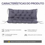 Almofada para Banco com Encosto 120x110x12cm Almofada de Banco de 2 Lugares para Jardim Terraço Balcão Exterior Cinza