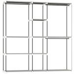 Armário para Roupas 182x43x185 cm Armário Aberto com 8 Prateleiras de Tecido Barras para Pendurar 182x43x185 cm Cinza