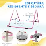Barra de Ginástica para Crianças Dobrável com Altura Ajustável para Treino em Casa 154x106,2x88,5 - 128,5 cm Rosa