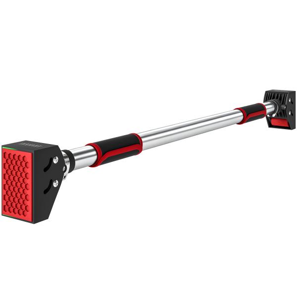 Barra de Elevação para Porta Ajustável de 95 cm a 123 cm Carga 200 kg para Exercícios e Treino Vermelho e Preto