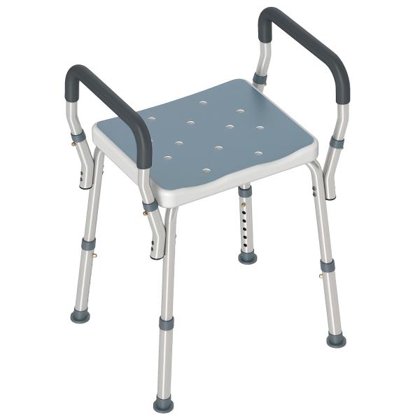 Banco de Duche com Altura Ajustável Banco de Duche de Alumínio Antiderrapante para Idosos e Descapacitados 52x45x57 - 69 cm Azul