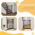 Barreira de Segurança para Animais de Estimação 74 - 80cm com Porta com Fechamento Automático e Sistema de Duplo Bloqueio Altura 76,2cm Preto