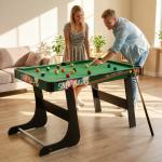 Mesa de Jogos 6 em 1 Dobrável Bilhar Matraquilho Ping Pong Lançamento de Anéis Hóquei com Bastão e Hóquei com Discos 118x104x71cm Multicor
