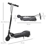 Trotinete Elétrica para Crianças + 7 Anos trotinete Dobrável com Altura Ajustável 24V Bateria Recarregável Velocidade até 12 km/h e Carga 50 kg 74x36x82,5 - 92,5 cm Preto