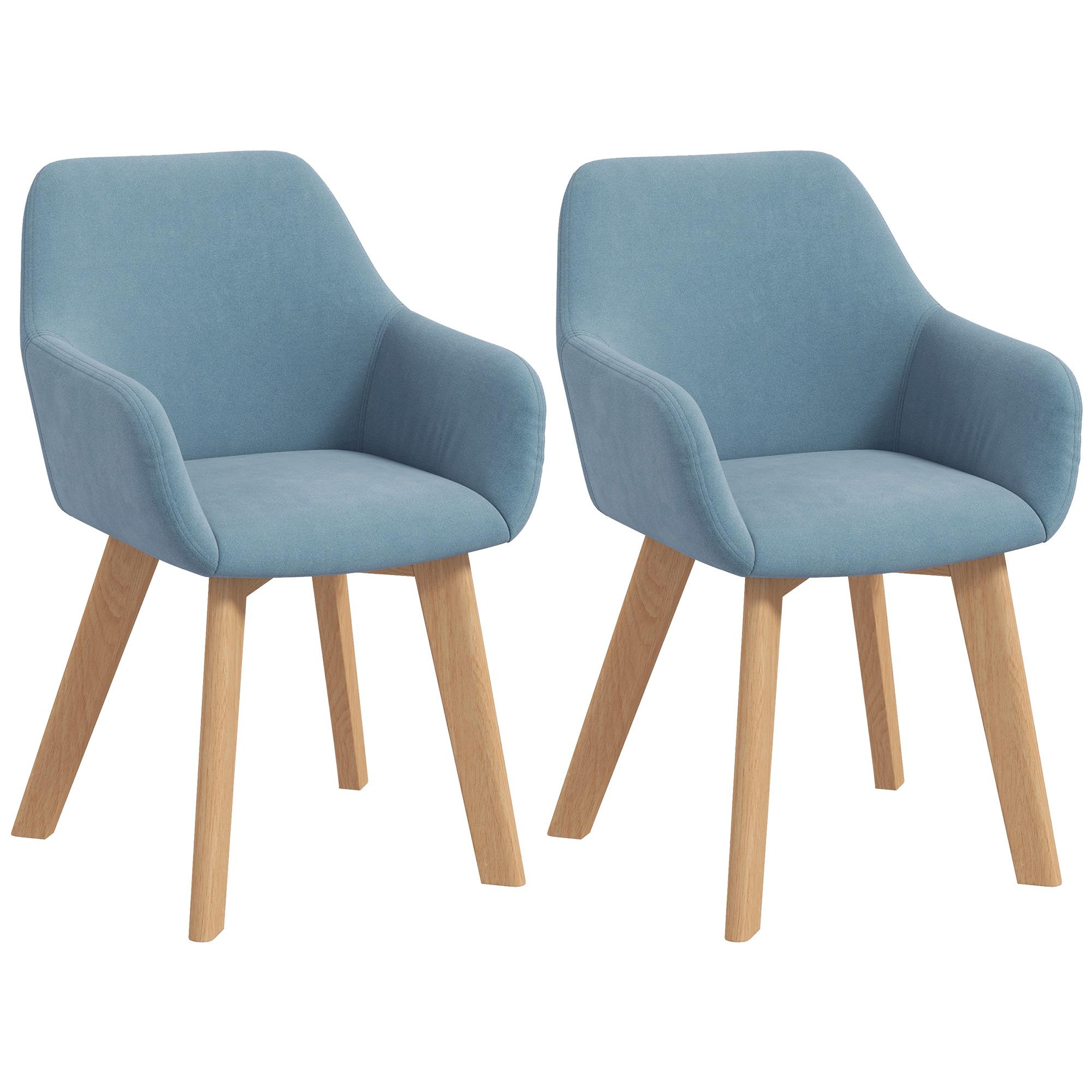 Conjunto de 2 Cadeiras de Sala de Jantar Modernas Estofadas em Veludo 54x57x80 cm Azul Claro