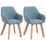 Conjunto de 2 Cadeiras de Sala de Jantar Modernas Estofadas em Veludo 54x57x80 cm Azul Claro