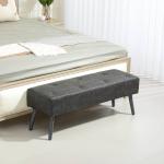 Banco de Pé de Cama Multifuncional Clássico Banco Dormitório com Pés de Madeira e Assento Acolchoado 114x38x42 cm Cinza
