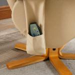 Poltrona Relax Reclinável com Apoio de Pés, 10 Pontos de Massagem, Giratória, Comando à Distância, Bolso Lateral, Creme