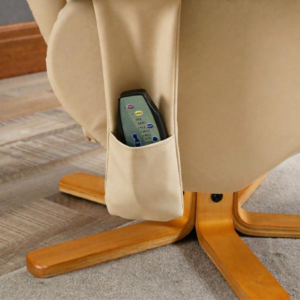 Poltrona Relax Reclinável com Apoio de Pés, 10 Pontos de Massagem, Giratória, Comando à Distância, Bolso Lateral, Creme