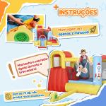 Castelo Insuflável com 2 Escorregas Trampolim e Piscina para Crianças acima de 3 Anos com Inflador e Bolsa de Transporte para Interior Exterior 330x265x185cm Multicor