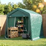 Abrigo de Exterior para Ferramentas Bicicleta 2,4x2x2,02 m Abrigo de Armazenamento com 2 Portas Anti - UV para Jardim Verde