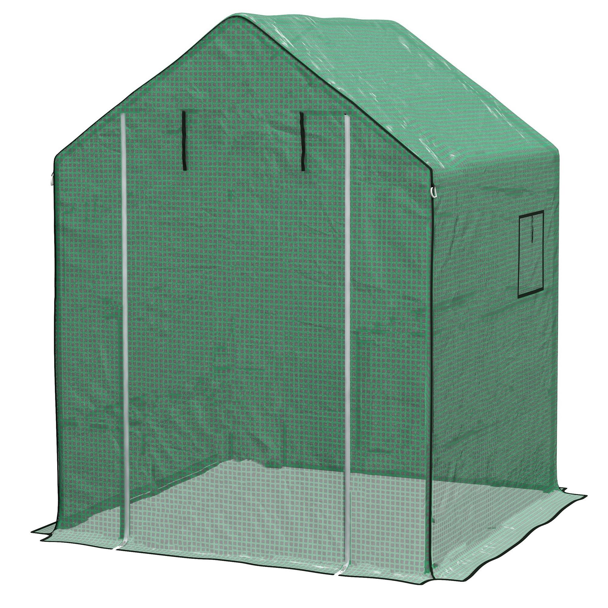 Cobertura de Substituição para Estufa 140x143x190 cm com Janela Porta Anti - UV Proteção de Plantas para Jardim Verde