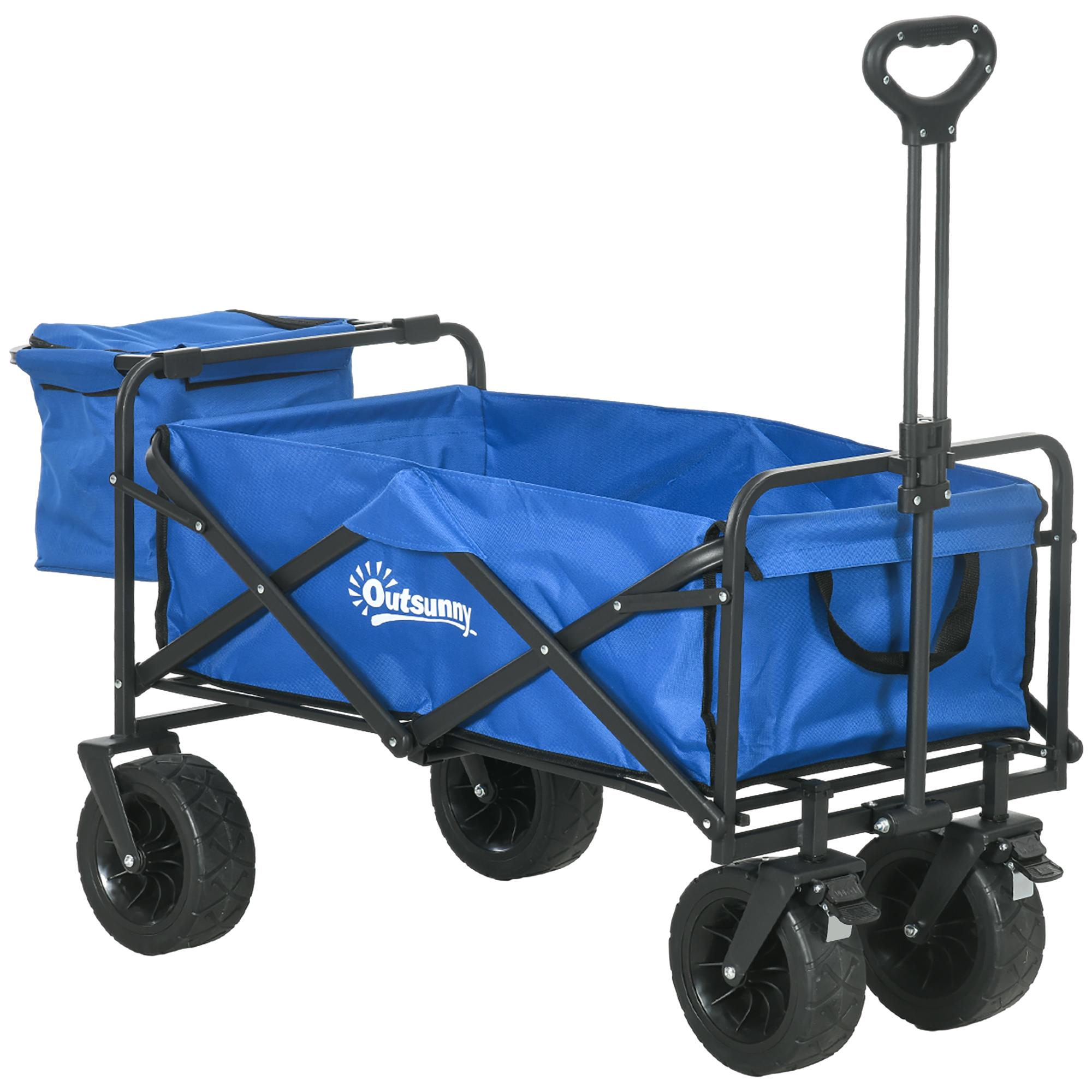 Carrinho de Transporte Dobrável com Bolsa Térmica Removível Capacidade 100 kg para Campismo Praia 113x57x77 - 100 cm Azul