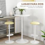 Mesa de Bar Redonda Mesa Alta de Cozinha Moderna com Estrutura de Aço para 2 Pessoas Ø60x102 cm Preto