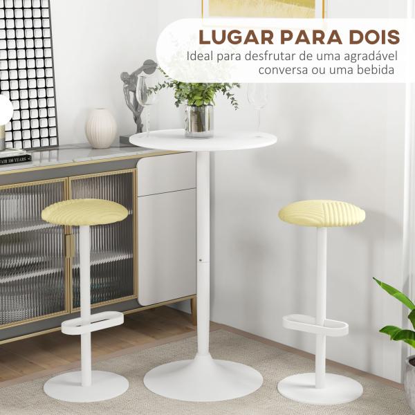 Mesa de Bar Redonda Mesa Alta de Cozinha Moderna com Estrutura de Aço para 2 Pessoas Ø60x102 cm Preto
