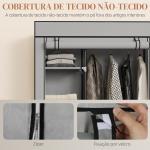 Roupeiro de Tecido Dobrável com 6 Prateleiras 1 Barra de Pendurar e Rodas para Dormitório Vestidor 103x43x162,5 cm Cinza