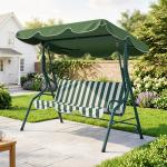Baloiço de Jardim de 2 - 3 Lugares com Almofada Toldo Ajustável Terraço Patio Capacidade 240kg 170x110x153cm Verde e Branco