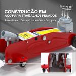 Macaco Hidráulico para Carros de 2 Toneladas com Altura Ajustável 12 - 30 cm e 4 Rodas para Apoiar Carros Vermelho e Cinza