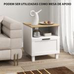 Conjunto de 2 Mesas de Cabeceira Modernas com Gaveta Compartimento Aberto Pés de Madeira 45x38x50 cm Branco
