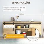 Ferragens para Portas de Correr 183 cm Kit para Porta de Correr Dupla em Madeira Largura 45 cm Aço Carbono Preto