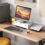 Suporte Elevatório para Monitor de Secretária com 3 Gavetas para PC e Portátil 51x24x13 cm Branco