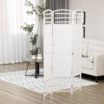 Biombo Separador de Ambientes de 3 Painéis 120x170 cm Divisória de Ambientes Dobrável com Corda de Papel e Estrutura de Madeira Branco