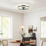 Ventoinha de Teto com Luz LED 40 W Motor DC Reversível Comando Remoto 6 Velocidades 3 Cores Temporizador Preto