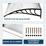 Marquise de proteção solar e chuva para portas e janelas de policarbonato de 5mm 295x90x25 cm Transparente