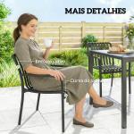 Conjunto de 4 Cadeiras de Jardim Empilháveis em PP com Encosto Curvado e Assento com Ripas 55x58,5x81,5 cm Preto