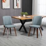 Conjunto de 2 Cadeiras de Sala de Jantar Modernas com Assentos Estofados em PU e Pés de Madeira 47,5x55x85cm Cinza e Madeira
