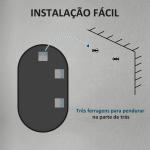 Espelho Casa de Banho Oval 40x3x70 cm Espelho Decorativo de Parede com Estrutura de Liga de Alumínio Horizontal ou Vertical Preto