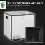 Balde de Lixo de Cozinha com 2 Compartimentos 2x15L Pedal Tampa de Fechamento Suave e Cubo Amovível Prata