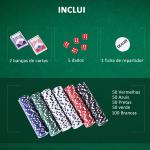 Mala de Poker Profissional com 300 Fichas Jogo de Poker com Mala de Alumínio 5 Dados 2 Baralhos de Cartas e 1 Ficha de Dealer 38x20,5x6,5cm Multicor