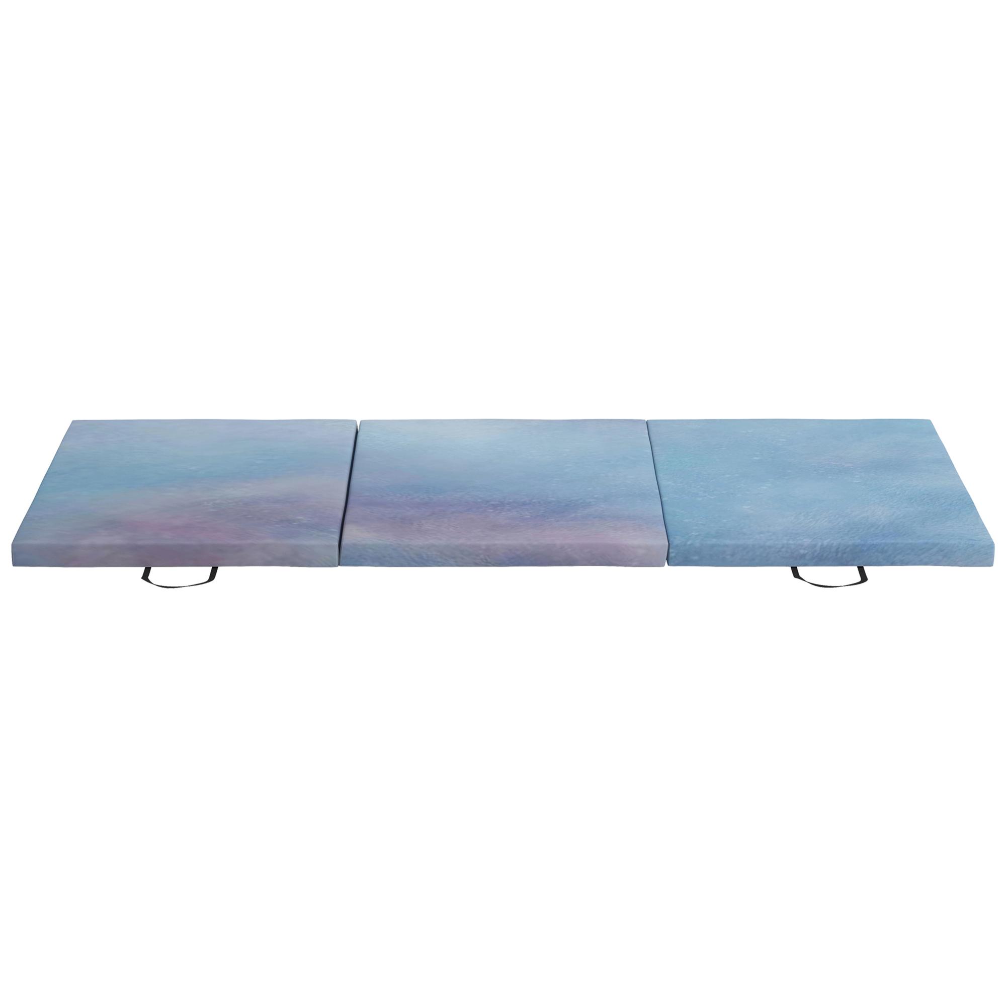 Tapete de Ginástica Dobrável com Espessura de 5 cm Tapete de Exercício 180x60x5 cm com Alças de Transporte Azul Degradê