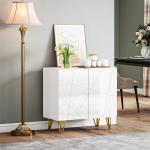 Aparador para Sala Aparador de Entrada com 2 Portas e Prateleiras Ajustáveis para Cozinha Sala 80x40x75 Branco Brilhante