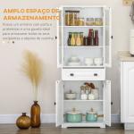 Armário de Cozinha com 4 Portas 1 Gaveta e 2 Prateleiras Ajustáveis para Sala de Jantar 60x30x160 cm Branco