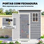Abrigo de Jardim 1,14 m² 151x92x193 cm Abrigo de Exterior Metálico com Chão Porta de Correr Janela e Teto Inclinado Cinzento
