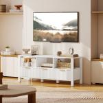 Móvel de TV Moderno com 3 Gavetas e 3 Prateleiras Abertas para Televisores de 43 - 55 Polegadas 120x39,5x50 cm Branco