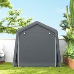Tenda de Jardim para Bicicletas com Estrutura Metálica, 2 Portas com Fecho, Impermeável, Anti - UV, 2,4x2x2 m, Cinzento Escuro