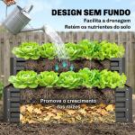 Caixa de Plantio de 2 Níveis Floreira Exterior de Aço com Desenho de Escada para Cultivos 120x101x58 cm Cinza Escuro