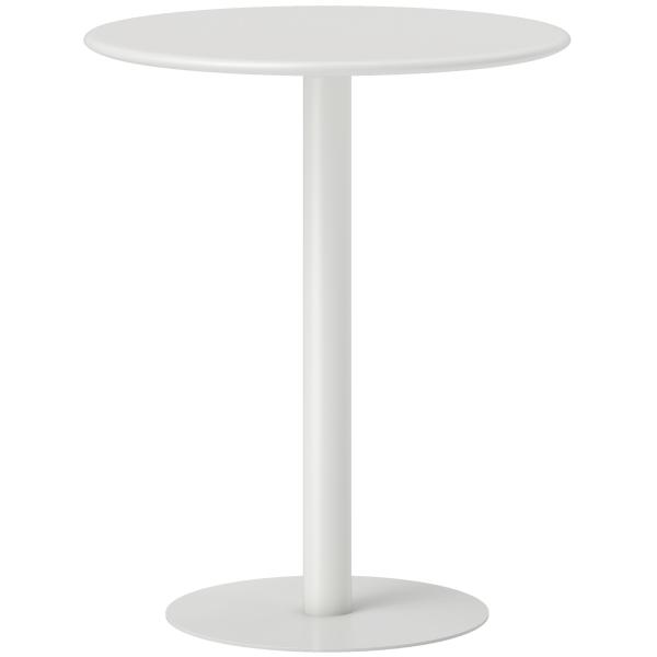 Mesa de Refeição Redonda para 2 Pessoas Mesa de Cozinha de Aço para Interior e Exterior Ø60x72 cm Branco