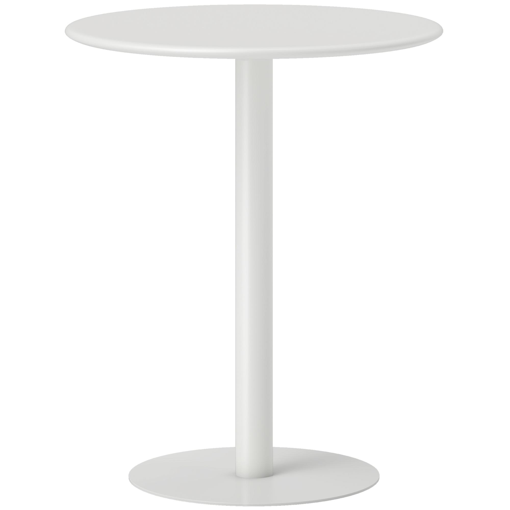 Mesa de Refeição Redonda para 2 Pessoas Mesa de Cozinha de Aço para Interior e Exterior Ø60x72 cm Branco