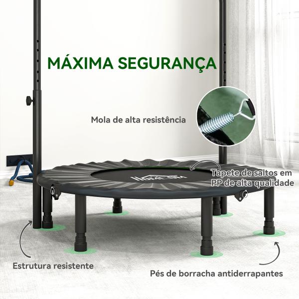 Trampolim Fitness Ø102 Trampolim Dobrável com Pega Ajustável em 4 Níveis Estrutura de Aço Verde