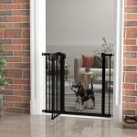 Barreira de Segurança para Cães com Largura Ajustável 74 - 94 cm e Extensão para Escadas e Portas Preto