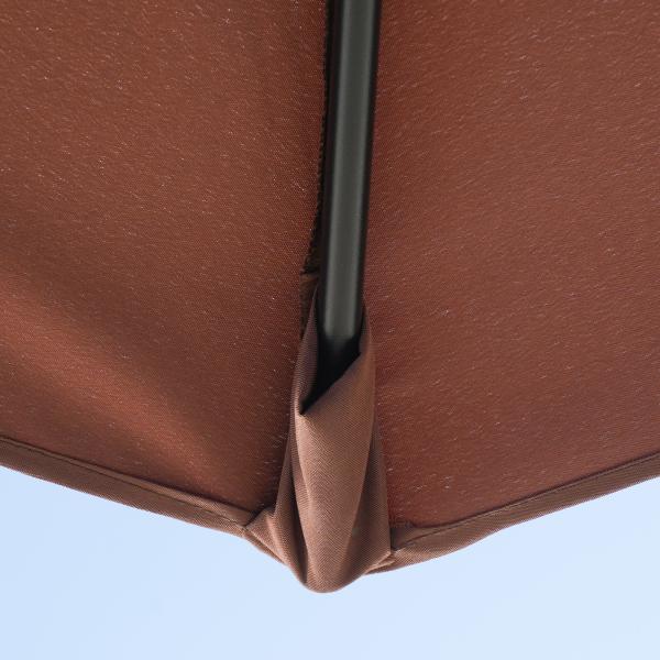 Chapéu de Sol de Parede 200x190x240 cm com Manivela Poste de Aço e Base Cruzada Anti - UV para Terraço Varanda Castanho
