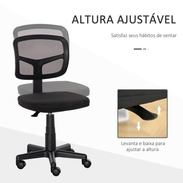 Cadeira de Escritório Operativa Giratória 360° com Altura Ajustável Suporte Lombar 43x48x77,5 - 89,5cm Preto